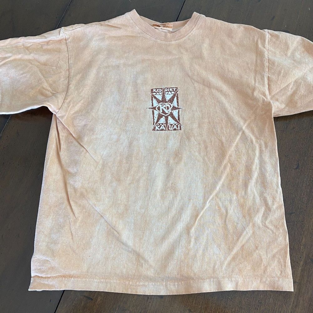 Red Dirt Kauai T-Shirt Men's Large Orange Logo Short Sleeve Crew Neck Pullover